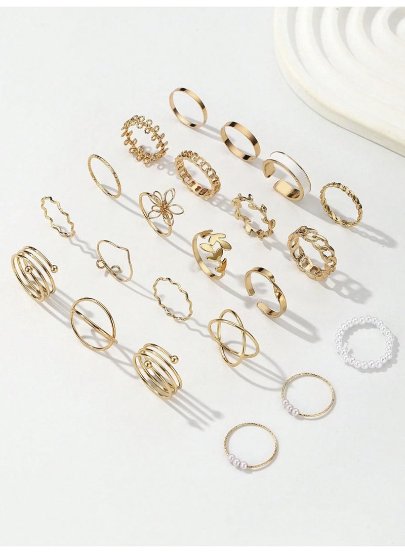 veya WOMEN’S VINTAGE GEOMETRIC RINGS SET – 22 PIECES - Image 5